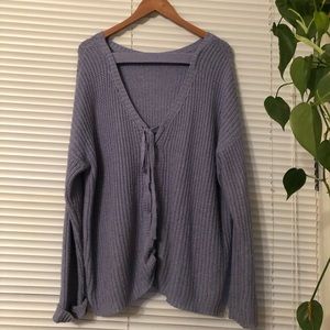 Light Purple Oversized Sweater with TieBack Detail